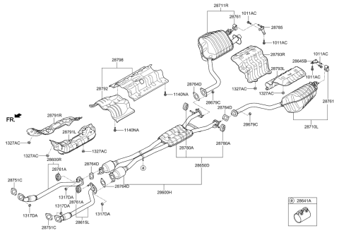 2016 Kia K900 Rear Muffler Assembly, Right Diagram for 287113T510