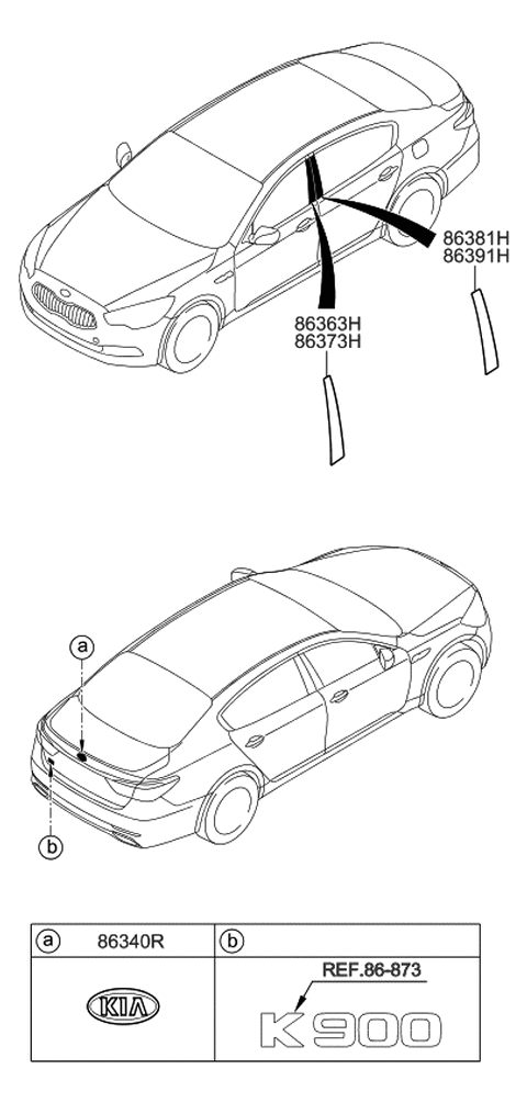 2017 Kia K900 Trunk Lid-Mark Assembly Diagram for 863303T000