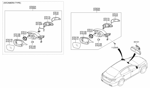 2017 Kia K900 Mirror-Outside Rear View Diagram