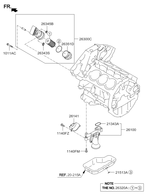 2017 Kia K900 Front Case & Oil Filter Diagram 1