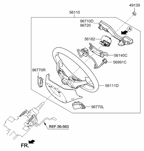 2016 Kia K900 Steering Wheel Assembly Diagram for 561003T940KHN