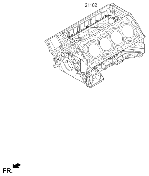 2016 Kia K900 ENGINE ASSY-SHORT Diagram for 2K1523FU00