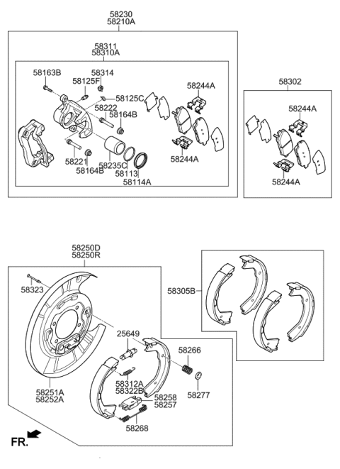 2016 Kia K900 Rear Brake Caliper Kit, Left Diagram for 583103MA30