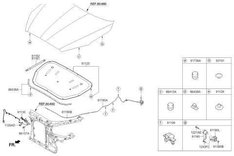 2017 Kia K900 LIFTER-Hood LH Diagram for 811613T000