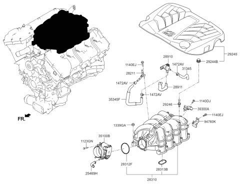 2016 Kia K900 Bracket-INJECTOR Wiring-Connector Diagram for 947603F230