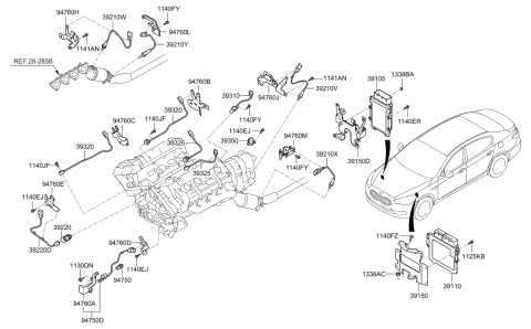 2016 Kia K900 Sensor-Knock Diagram for 393203F010
