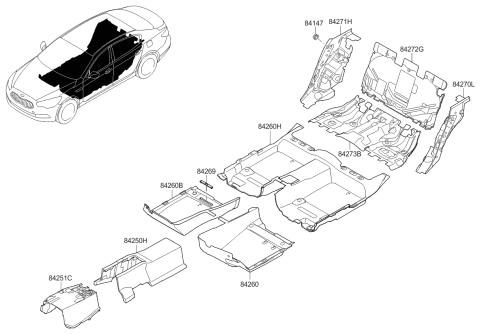 2017 Kia K900 Carpet Assembly-Floor Diagram for 842603T500BNH