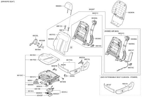 2016 Kia K900 Frame Assembly-Front Seat B Diagram for 883103T660