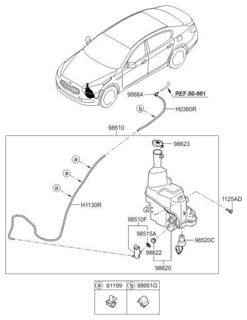 2017 Kia K900 Cap-Windshield Washer Rs Diagram for 986233T000