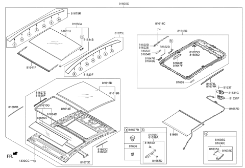 2017 Kia K900 Cover-PANORAMAROOF Folding Diagram for 816733T500