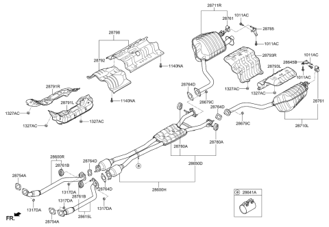 2016 Kia K900 Rear Muffler Assembly, Right Diagram for 287113T410