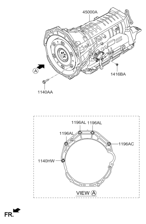 2017 Kia K900 Auto TRANSAXLE & TORQUE/CONVENTIONAL Assembly Diagram for 450004F061