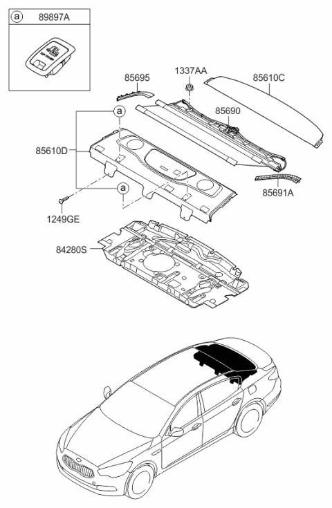 2017 Kia K900 Sunshade Assembly-Rear Diagram for 856903T000AYK