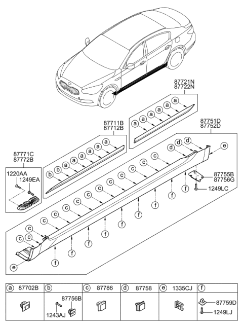 2016 Kia K900 MOULDING Assembly-Side S Diagram for 877523T000