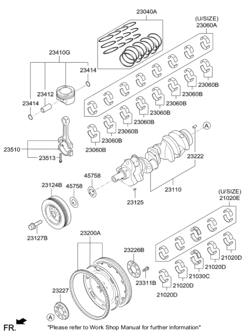 2016 Kia K900 Piston & Pin & Snap Diagram for 230413F400