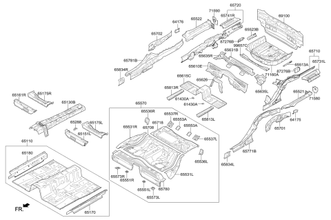 2016 Kia K900 Panel Assembly-Rear Floor Diagram for 655103T500