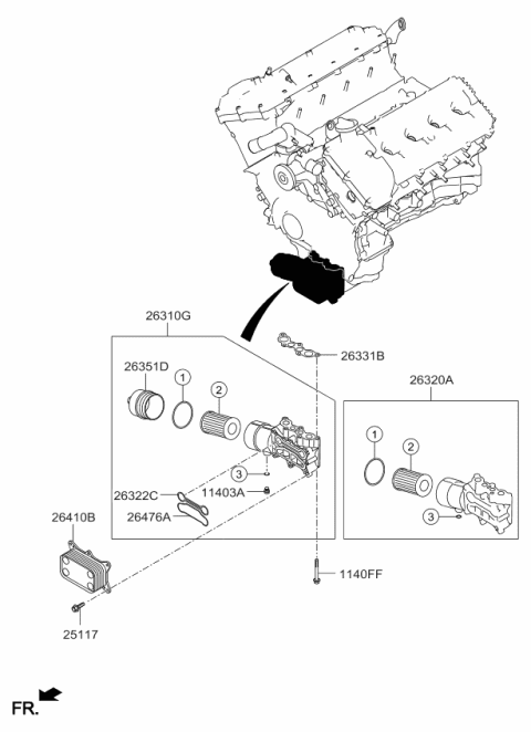 2017 Kia K900 Front Case & Oil Filter Diagram 2