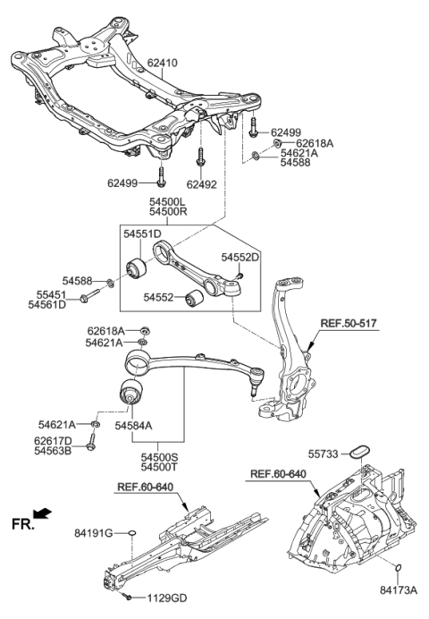 2016 Kia K900 Crossmember Assembly-Front Diagram for 624103T060