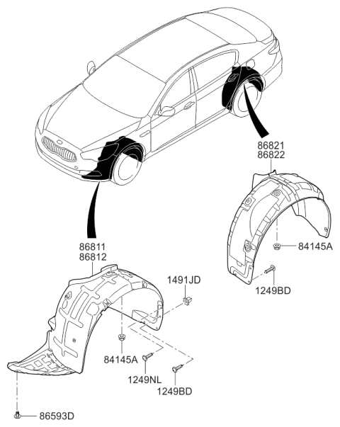 2017 Kia K900 Guard-Rear Wheel,RH Diagram for 868223T500