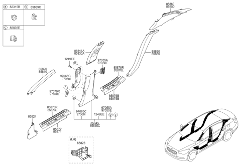 2016 Kia K900 Trim Assembly-Rear Pillar Diagram for 858603T150BPT