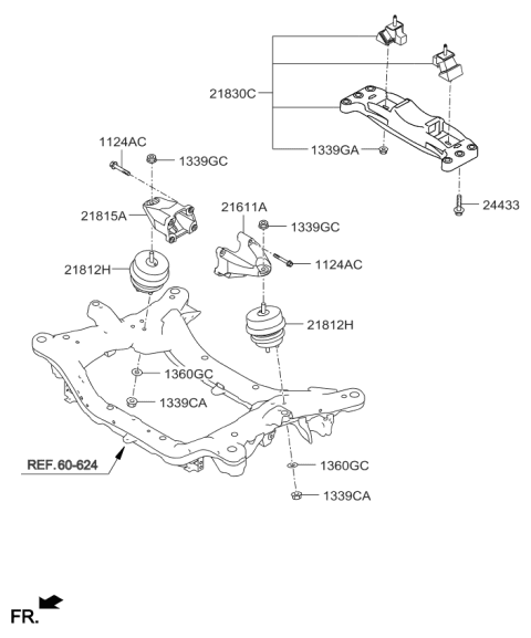 2017 Kia K900 Left Engine Support Bracket Diagram for 218153M100