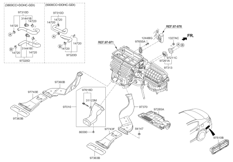 2016 Kia K900 Duct Assembly-Rear,RH Diagram for 973753T000