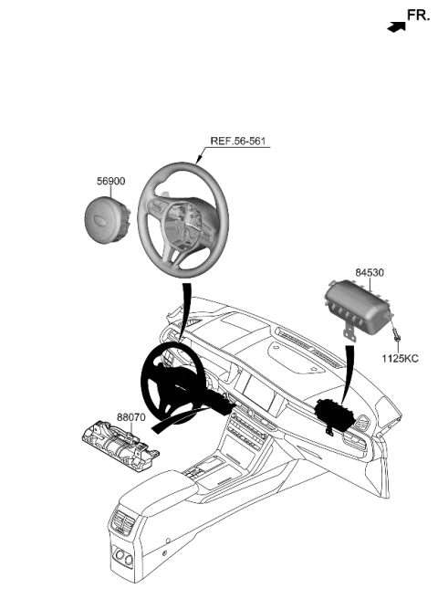 2020 Kia Cadenza Knee Air Bag Module Assembly Diagram for 80200F6000WK