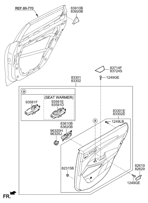 2020 Kia Cadenza PANEL ASSY-REAR DOOR Diagram for 83306F6620BM6