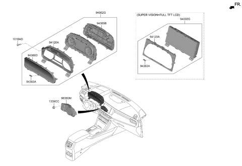 2020 Kia Cadenza Cluster Speaker Assembly Diagram for 96390F6600