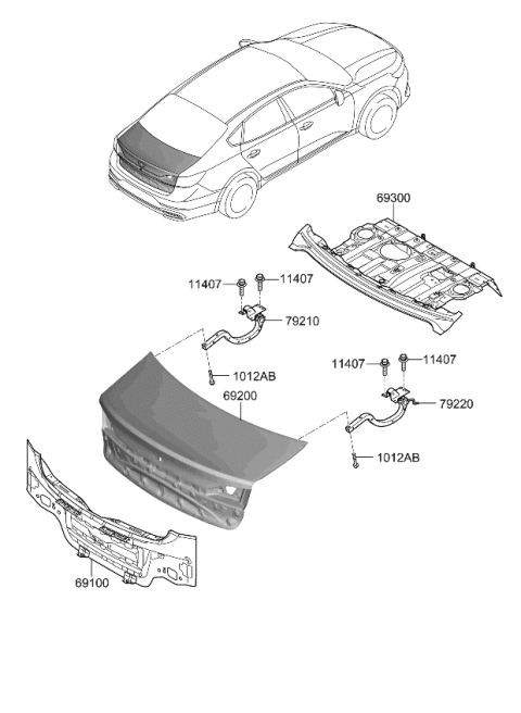 2020 Kia Cadenza Panel Assembly-Trunk Lid Diagram for 69200F6500