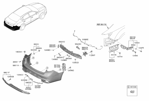 2020 Kia Cadenza Bracket-Rr Beam UPR Diagram for 86634F6600