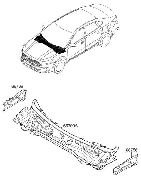 2020 Kia Cadenza Panel Assembly-COWL Comp Diagram for 66700F6011