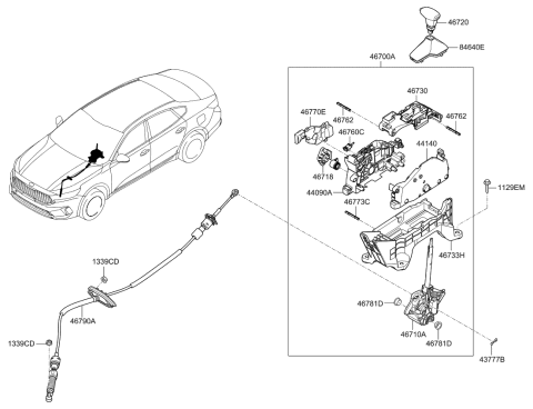 2020 Kia Cadenza Boot Assembly-Shift LEVE Diagram for 84645F6AA0WK