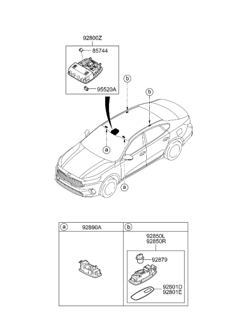 2020 Kia Cadenza Lamp Assembly-Vanity Diagram for 92890F6000GYT