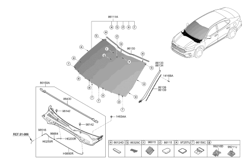 2020 Kia Cadenza Windshield Glass Diagram for 86111F6630