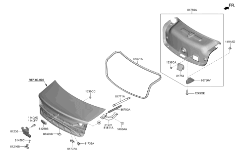 2020 Kia Cadenza Trunk Lid Trim Diagram