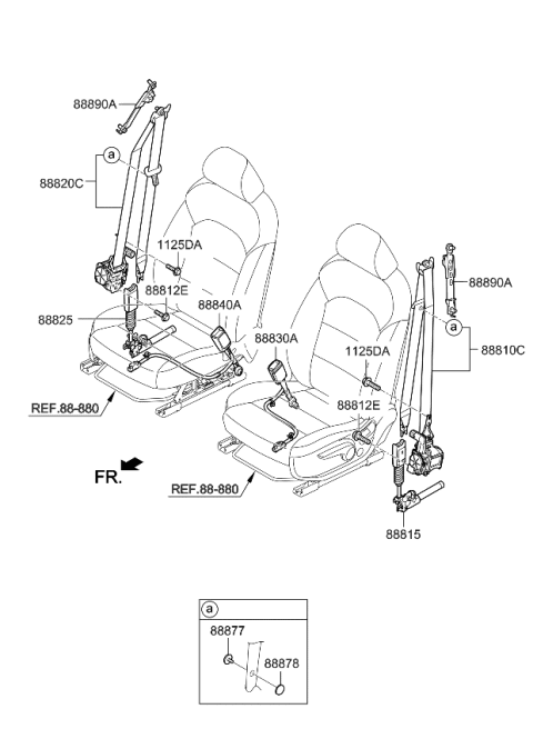 2020 Kia Cadenza Front Seat Belt Assembly Right Diagram for 88820F6505WK