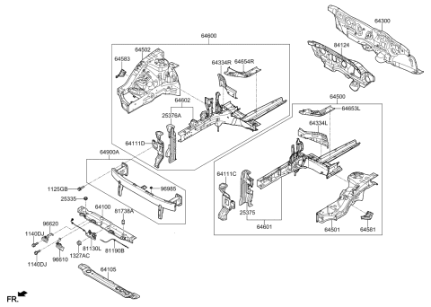 2020 Kia Cadenza Horn Assembly-Low Pitch Diagram for 96611F6400