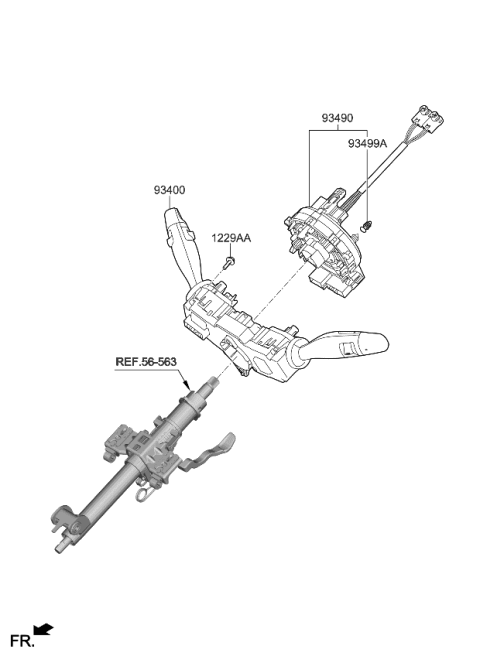 2020 Kia Cadenza Clock Spring Contact Assembly Diagram for 93490F6240