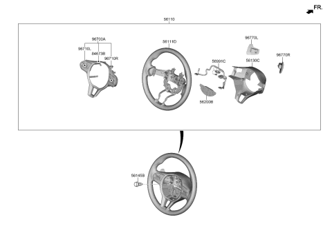 2020 Kia Cadenza Steering Wheel Assembly Diagram for 56110F6AJ0WK