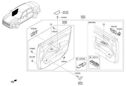 2020 Kia Cadenza Power Window Unit Assembly Diagram for 93576F6070