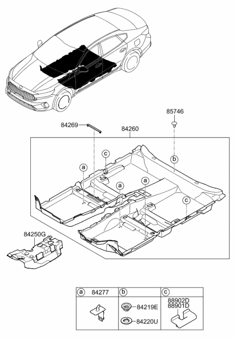 2020 Kia Cadenza Carpet Assy-Floor Diagram for 84260F6060WK