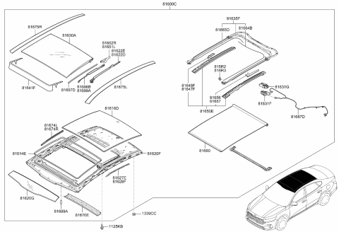 2020 Kia Cadenza Cover-PANORAMAROOF Folding Diagram for 81673F6000