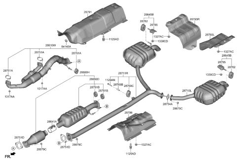 2020 Kia Cadenza Rear Muffler Assembly, Left Diagram for 28710F6360