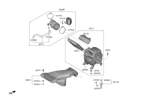 2020 Kia Cadenza Air Cleaner Assembly Diagram for 28110F6500