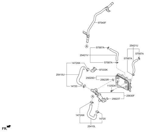 2020 Kia Cadenza Pipe Assembly-Rear HEATE Diagram for 97540F6500