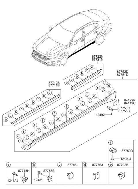 2020 Kia Cadenza Body Side Moulding Diagram