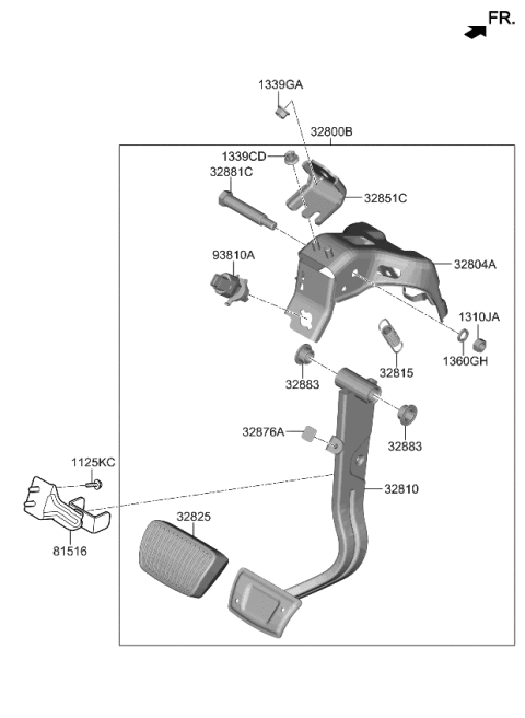 2020 Kia Cadenza Pedal Assembly-Brake Diagram for 32800G8100
