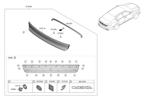 2020 Kia Cadenza Back Panel Moulding Diagram