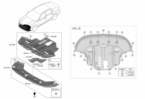 2020 Kia Cadenza Panel-Under Cover,En Diagram for 29130F6100
